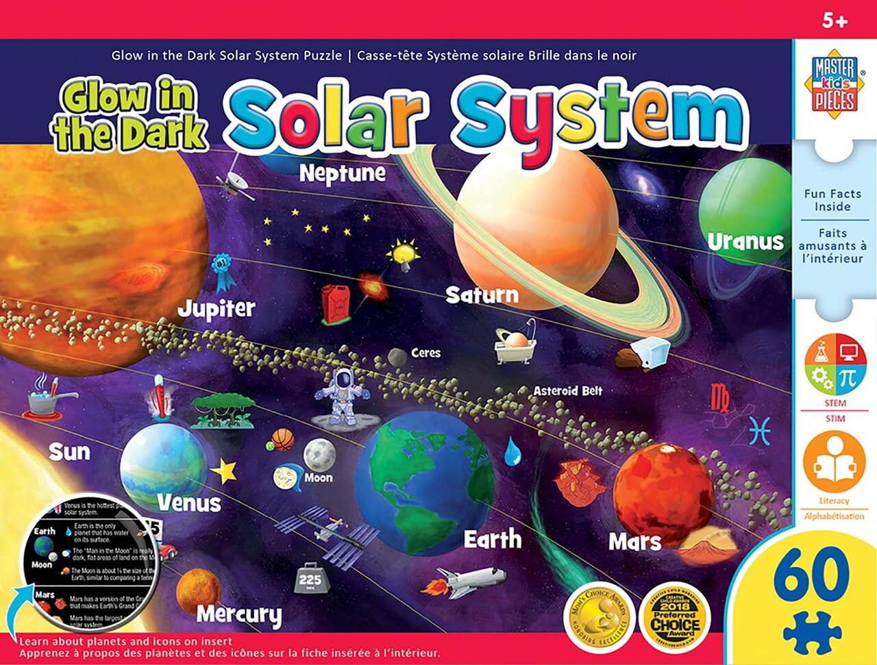 Educational Solar System 60 Piece Glow In The Dark Jigsaw Puzzle